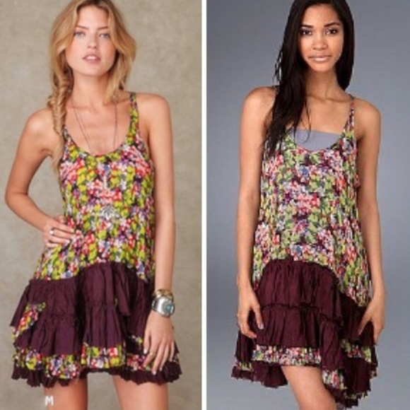 Free People Dresses & Skirts - Free People One Floral Print Ruffle Slip Dress